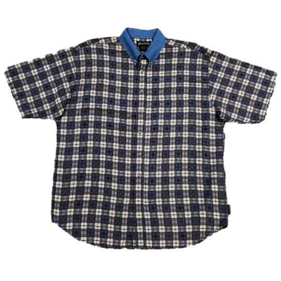 GRAPHITE Jeanswear Blue & Tan Plaid Button-Up Shirt - Picture 1 of 7